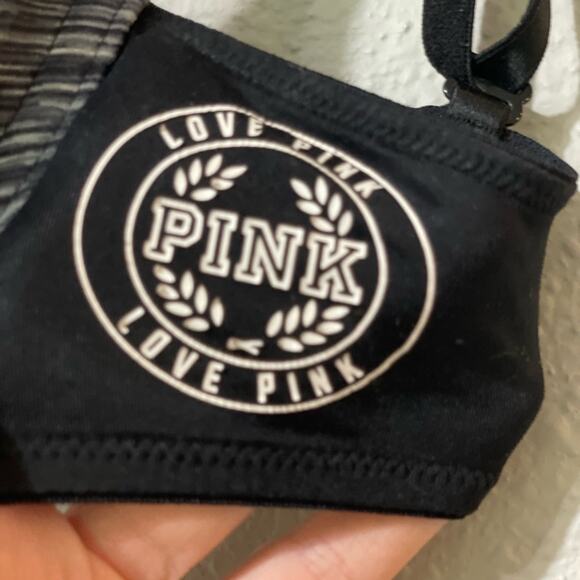 Victoria Secret Pink Black & White Heathered Push Up Bra Womens 34C Underwire - Picture 2 of 7